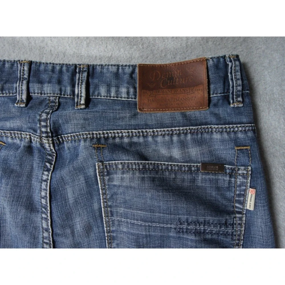 Armani Jeans Mens 36 Blue Denim Pants Straight Leg Italy‎ Luxury Casual 35x27